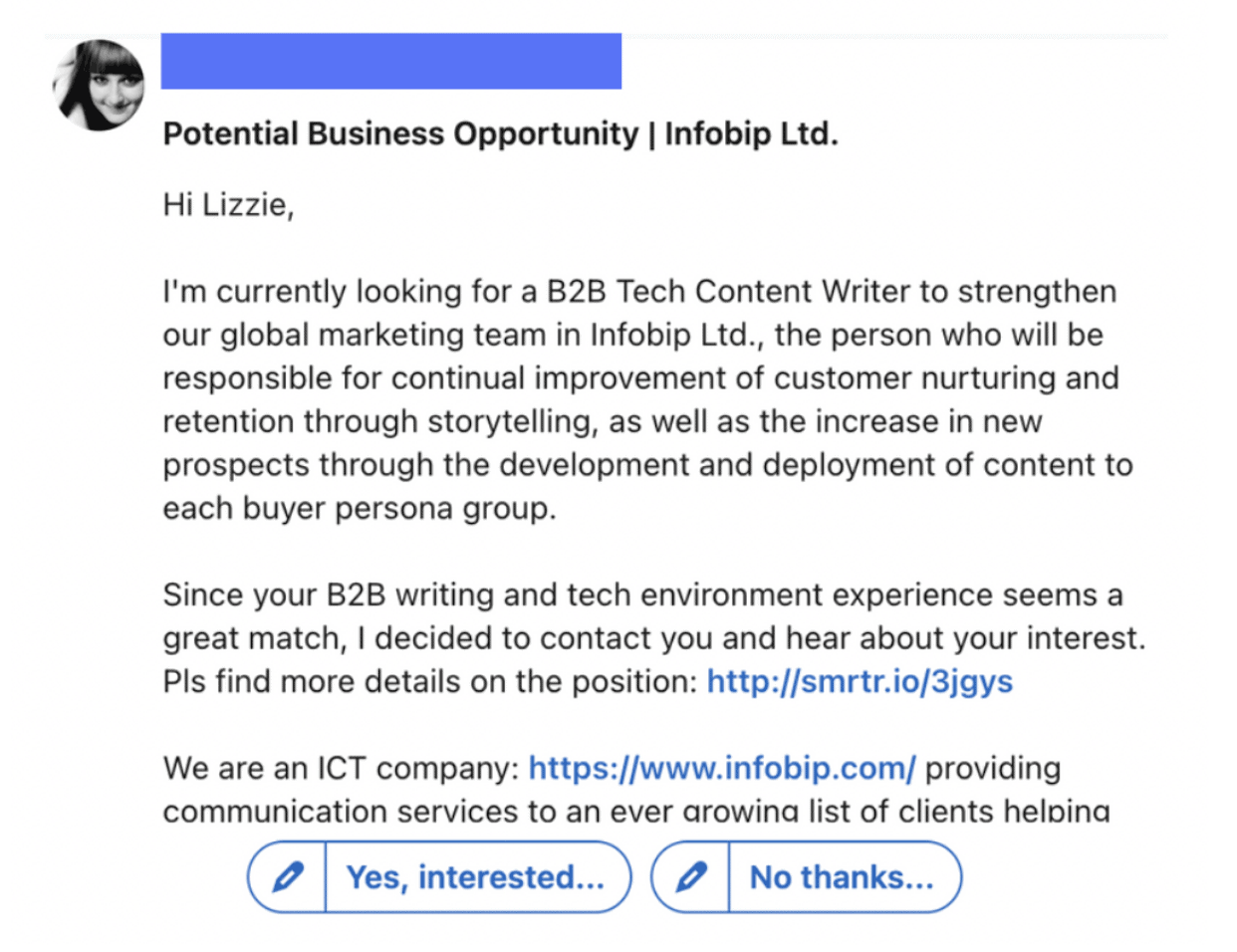 linkedin recruiting message template
