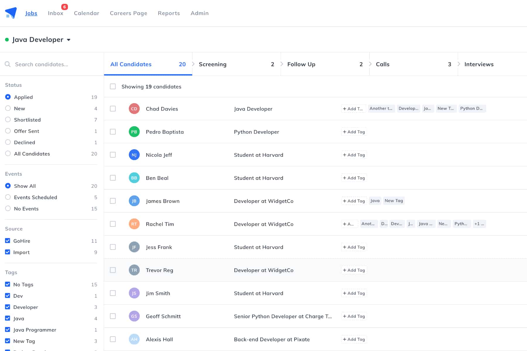 Organise and manage your candidates with ease